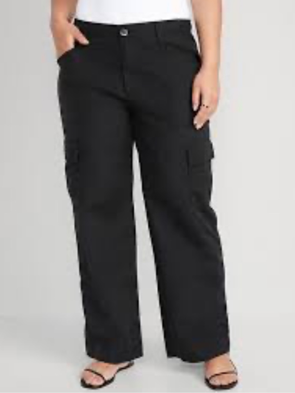 Old Navy Wide Leg Mid Rise Cargo Pants Size S Baggy Black Pants